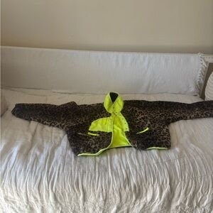 Leopard Print Jacket with Neon Yellow Lining